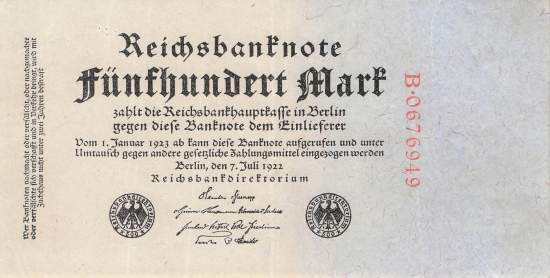 500 Mark 1922 ro.71a B